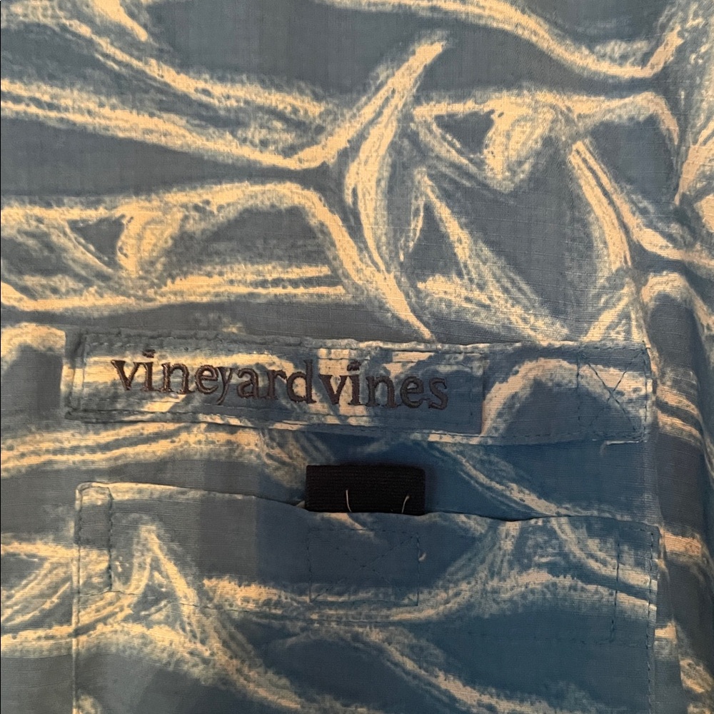 Vineyard Vines Blue Fish Pattern Button harbor Sh… - image 2